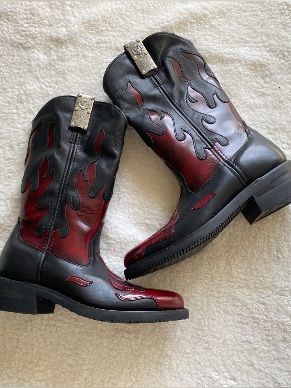 Vintage Harley Davidson Flame Biker Boots